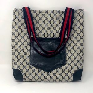 Authentic Gucci Vintage GG Navy Tote Bag